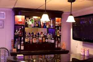 A basement bar installed in a finished basement in Lynn