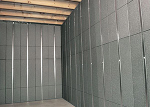 SilverGlo™ insulation and metal studs making up our Basement to Beautiful™ panels.  Installed in Lexington.