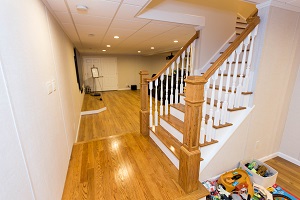 Finishing touches for a remodeled basement in Lynn